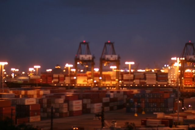 A Busy Port at Night