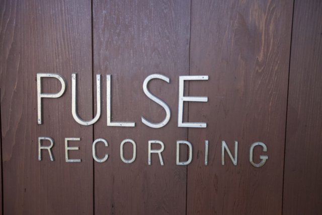 Pulse Recording Logo on Stained Wood Plaque