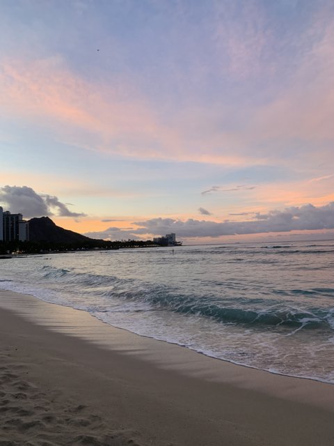 Sunset over Honolulu Beach