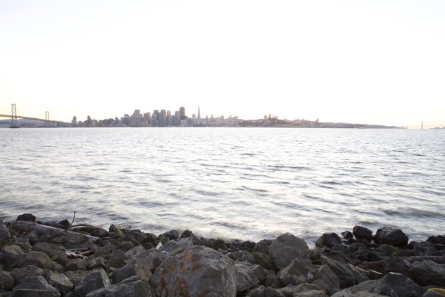 Rocky Shoreline overseeing the San Francisco Bay