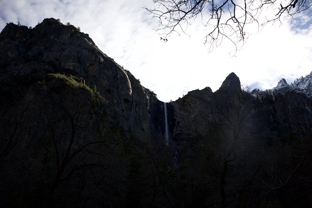 Bridalveil Fall Through Shadows in Winter Yosemite