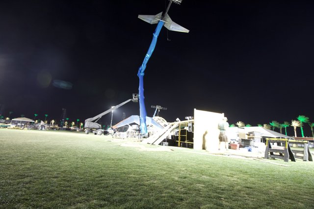 Crane Lifting Heavy Object at Coachella