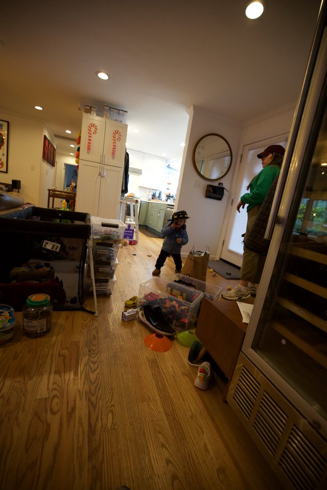 Family Time at Home with Young Child Playing