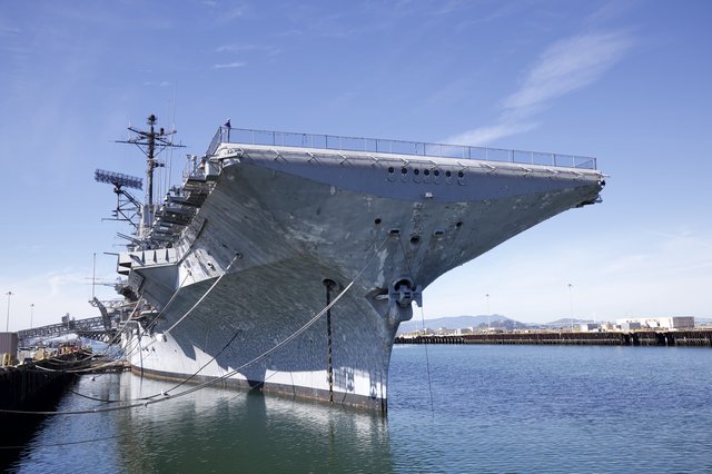 USS Hornet Aircraft Carrier Docked at Port