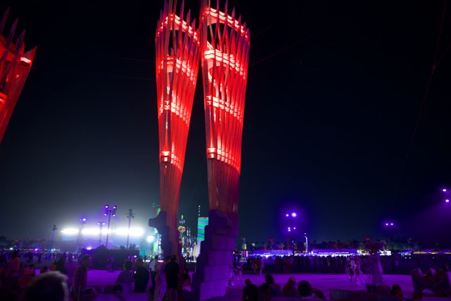 Crimson Towers: A Night Under Neon at Coachella 2024