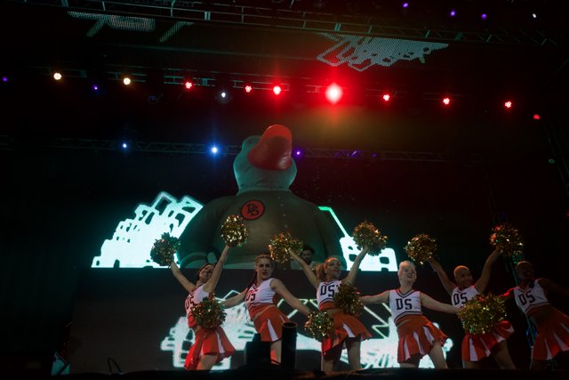 Cheerleaders and Giant Duck Take the Stage at Coachella