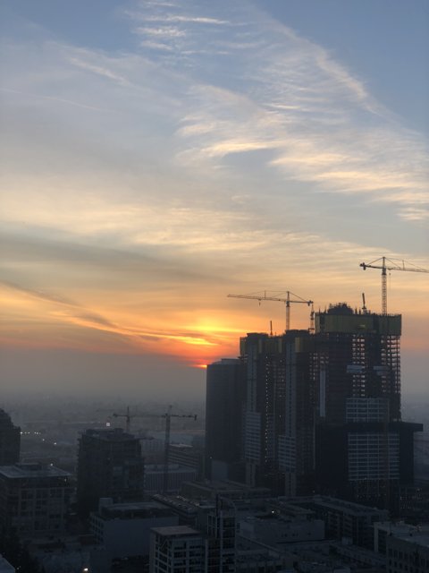 Sunset and Construction in the City