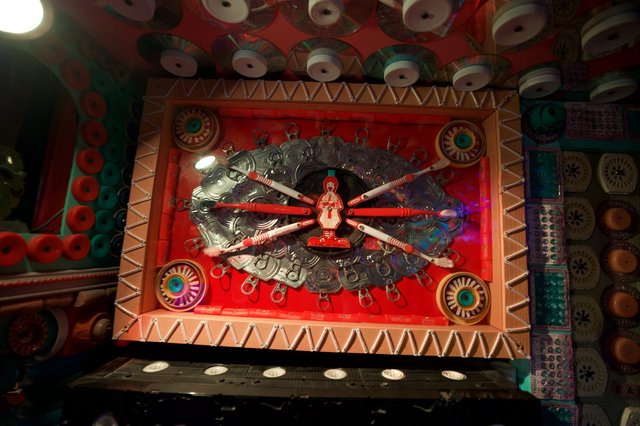 Vintage Pinball Machine Playfield with Mechanical Art