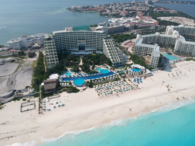 Aerial View of Cancun's Stunning Oceanfront Resort