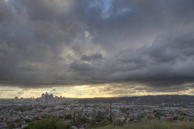 City Horizon Amidst Moody Clouds