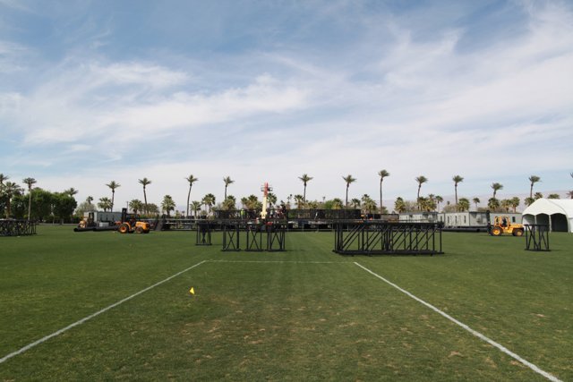 Tennis Courts Surrounded by Palm Trees