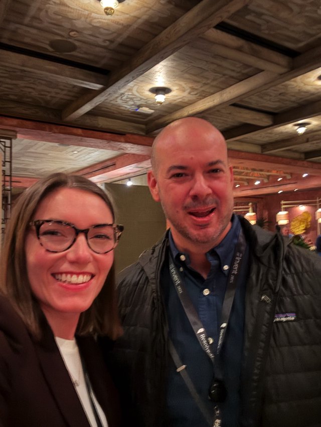 Happy Selfie at Upscale Restaurant with Coffered Ceiling