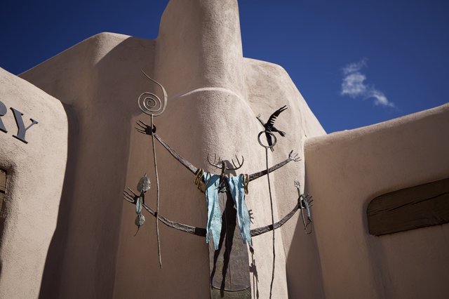 Southwestern Adobe Architecture with Ceremonial Skull Decoration