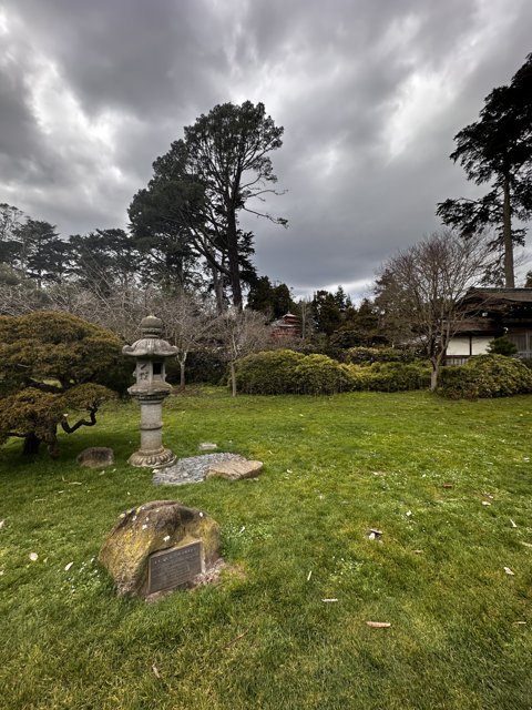 Serene Japanese Garden with Stone Lantern