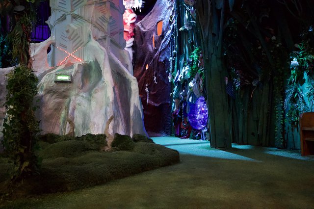 Illuminated Fantasy Cave Installation with Mystical Lighting