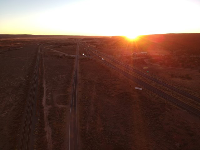 Highway Horizon at Sunset