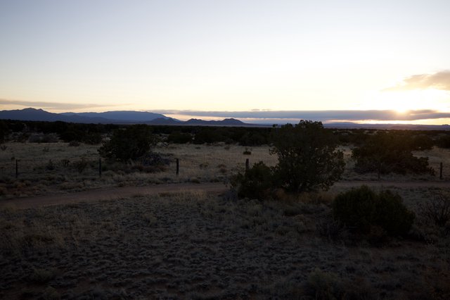 Desert Sunset Over Distant Mountains in New Mexico