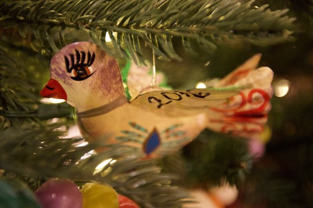 Vintage Handpainted Bird Christmas Tree Ornament