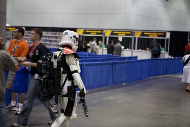 A Storm Trooper Marches Through the Star Wars Convention