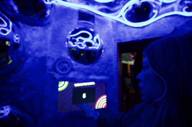 Blue-Lit Fantasy World at Meow Wolf Installation