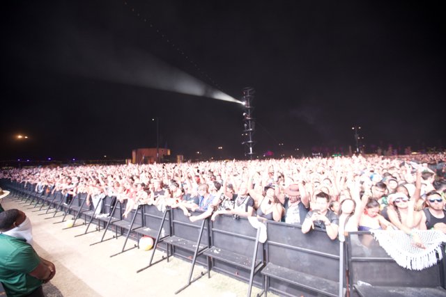 Man standing amidst a sea of fans at Coachella concert