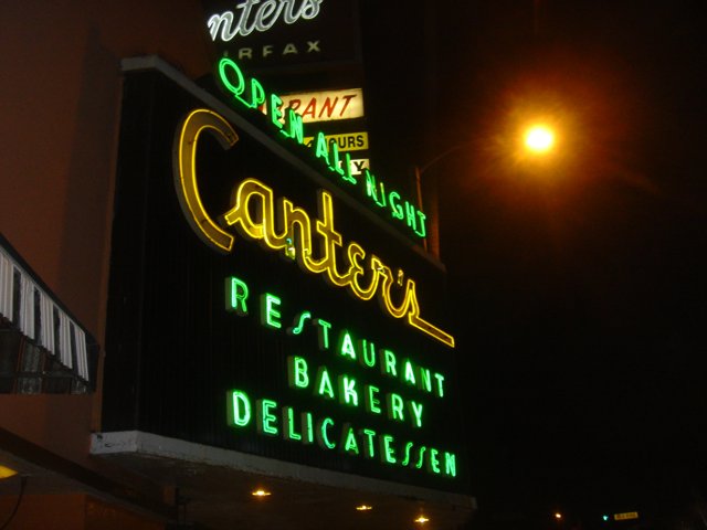 Bright Lights of Cantor's Restaurant at Night