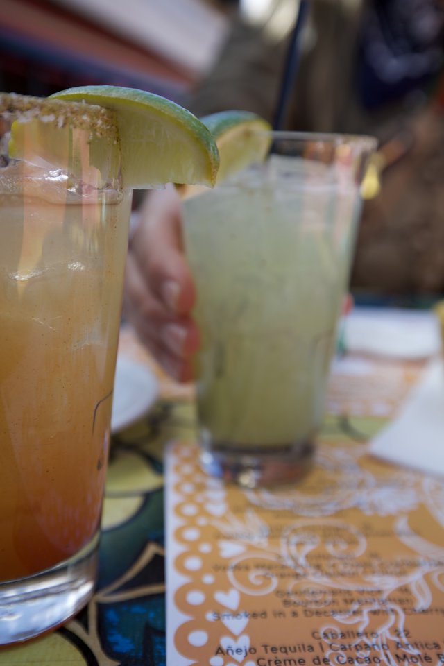 Margaritas with Lime at Mexican Restaurant