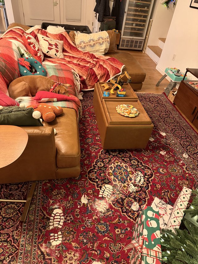 Cozy Living Room on Christmas Morning