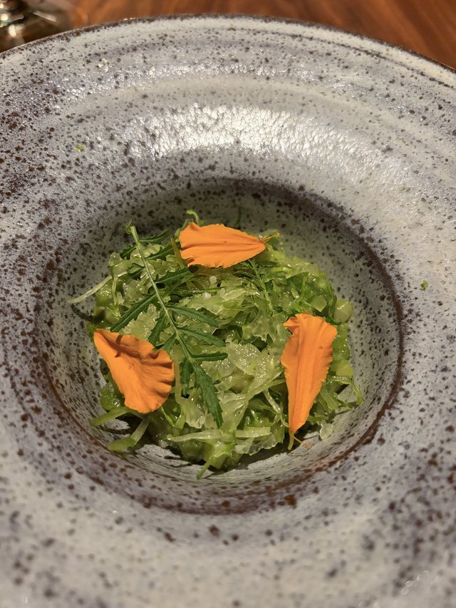 Arugula Salad with Creamy Sauce in Artisan Bowl