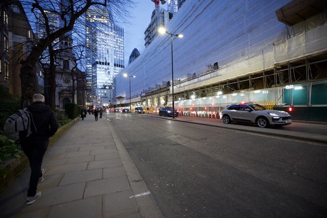 Urban Construction Zone at Dusk in London