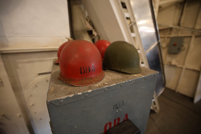 Hard Hats on USS Hornet Museum Display
