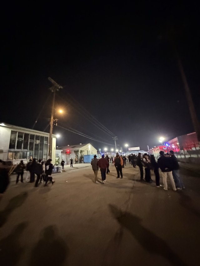 Night Festival Crowd at Industrial Venue