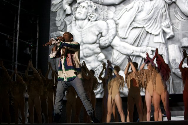 Kanye West and Group of Dancers Rock the Stage at Coachella 2011
