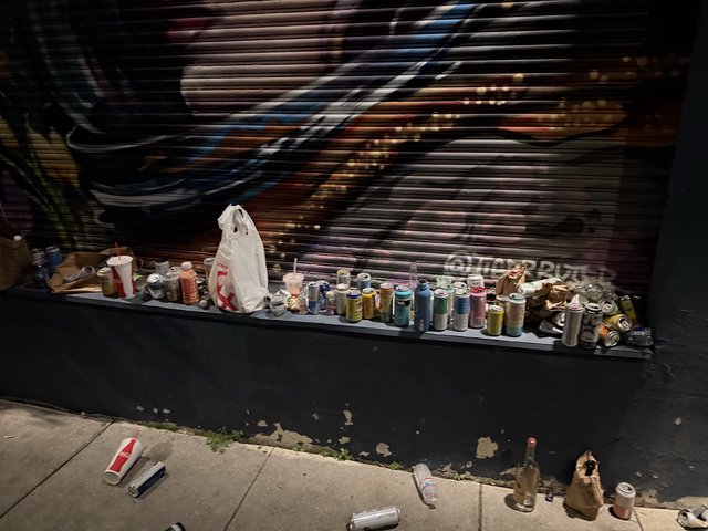 Street Artist's Tools Before the Rolling Shutter Canvas
