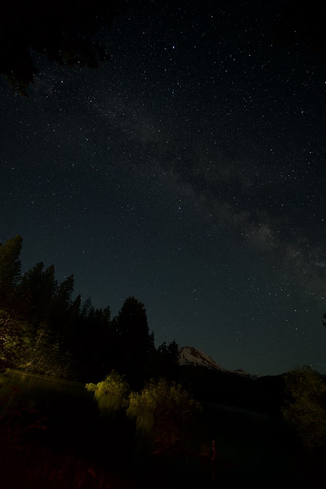 Milky Way Rising Over Mount Lassen at Night