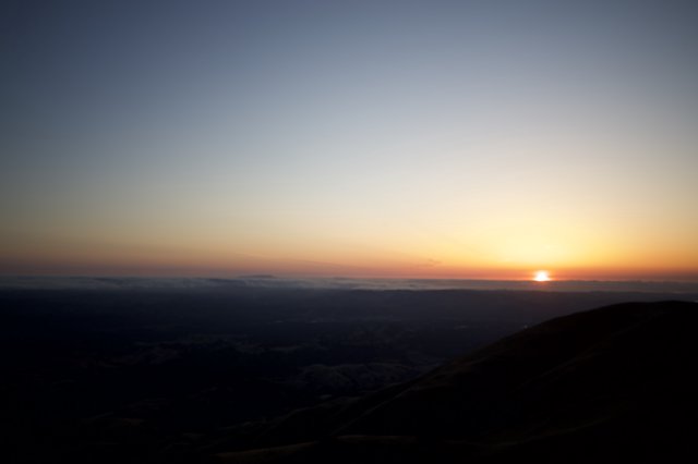 Golden Sunrise Over Valley from Mount Diablo Summit