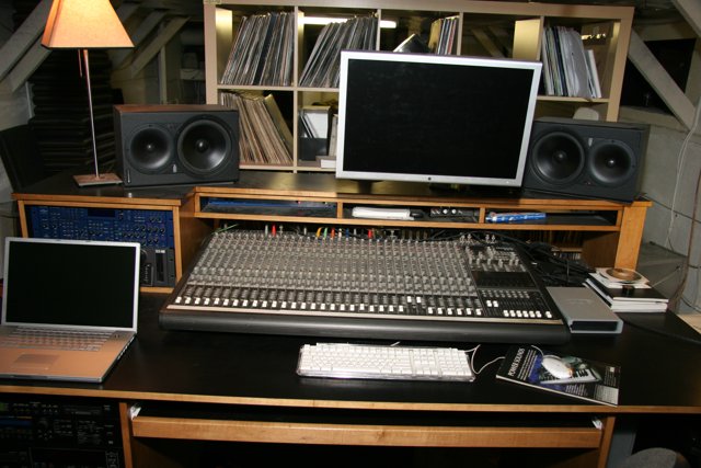 Black Desk with Electronics