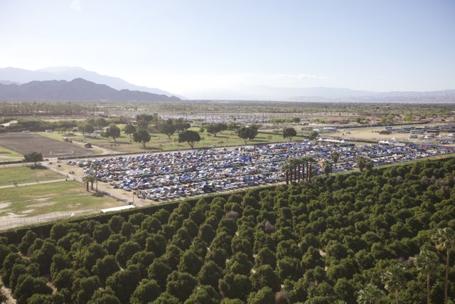 Aerial View of Packed Parking Lot at Coachella 2012