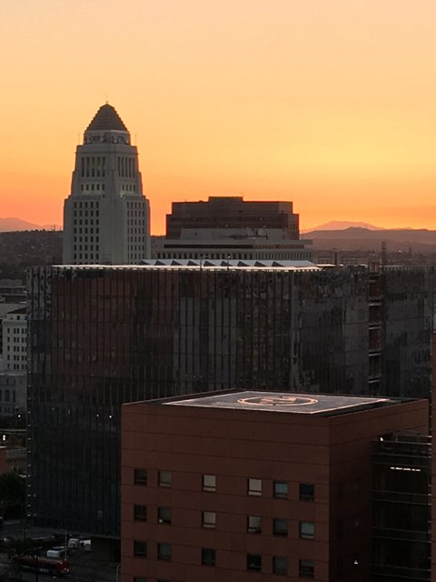 Sunset over Los Angeles Skyline