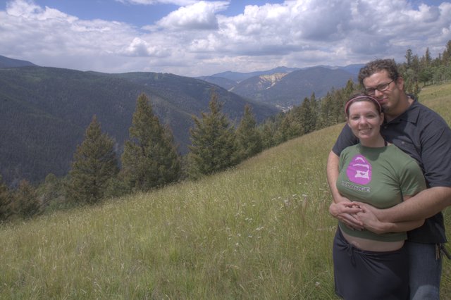 Couple Embracing on New Mexico Mountain Overlook