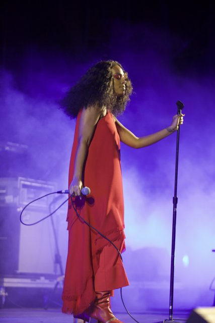 Solange Serenades the Crowd in a Bold Red Dress