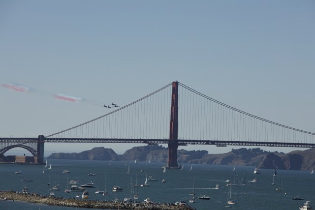 Soaring High Above San Francisco's Iconic Bridge