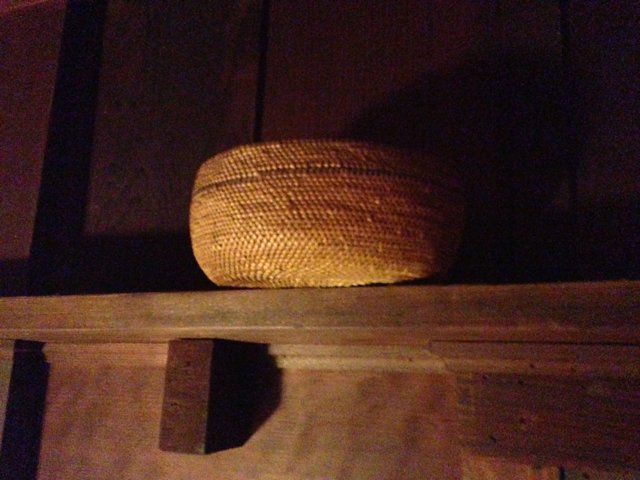 Woven Wood Basket in Dim Light
