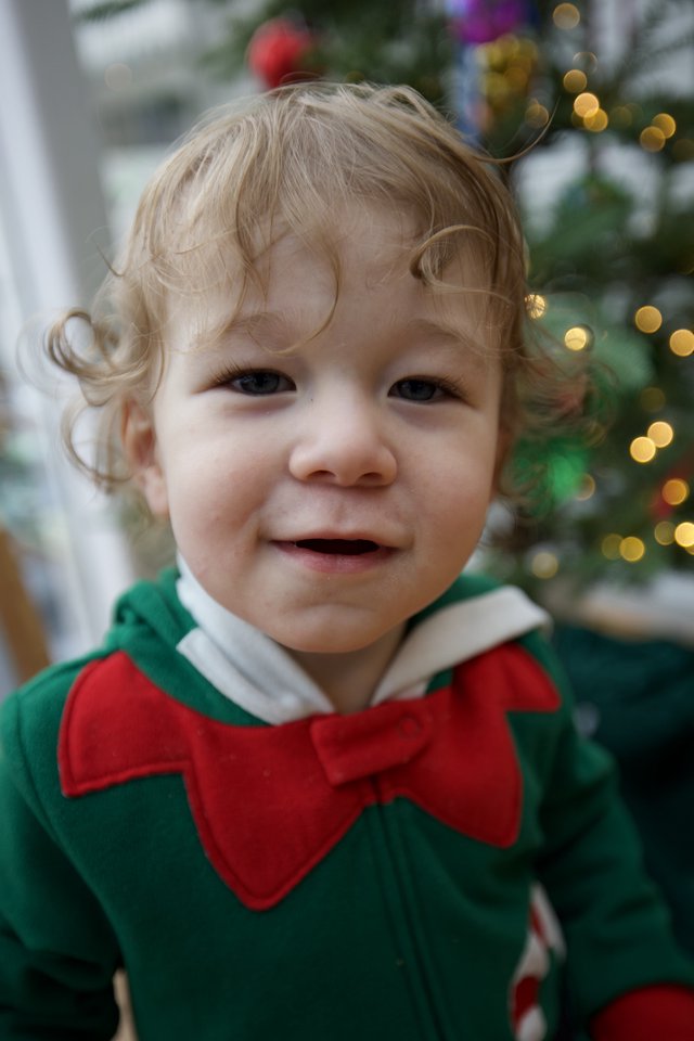 Adorable Toddler in Festive Christmas Elf Costume
