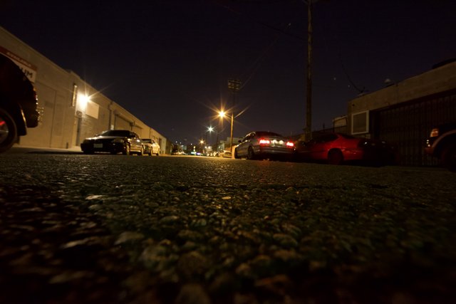Parked Cars in the Night Alley