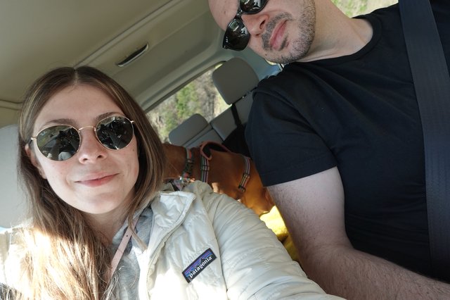Road Trip Selfie with Sunglasses and Smiles