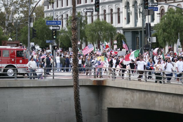 Metropolis Parade: A Crowd Gathers on the City Bridge