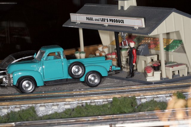 Miniature Train Station with Pickup Truck