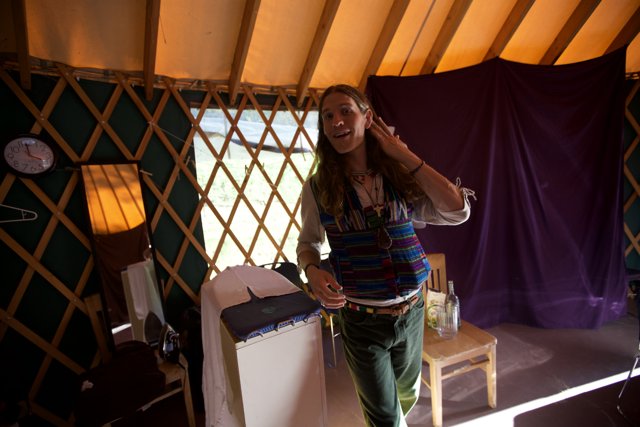 Cell Phone Conversation in a Yurt