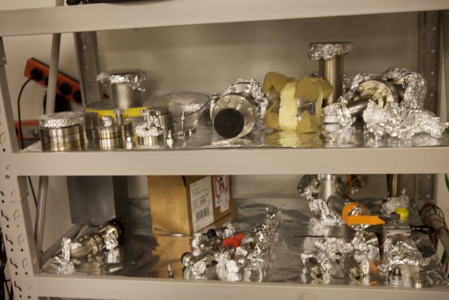 A Busy Shelf in the UCLA Microscope Lab